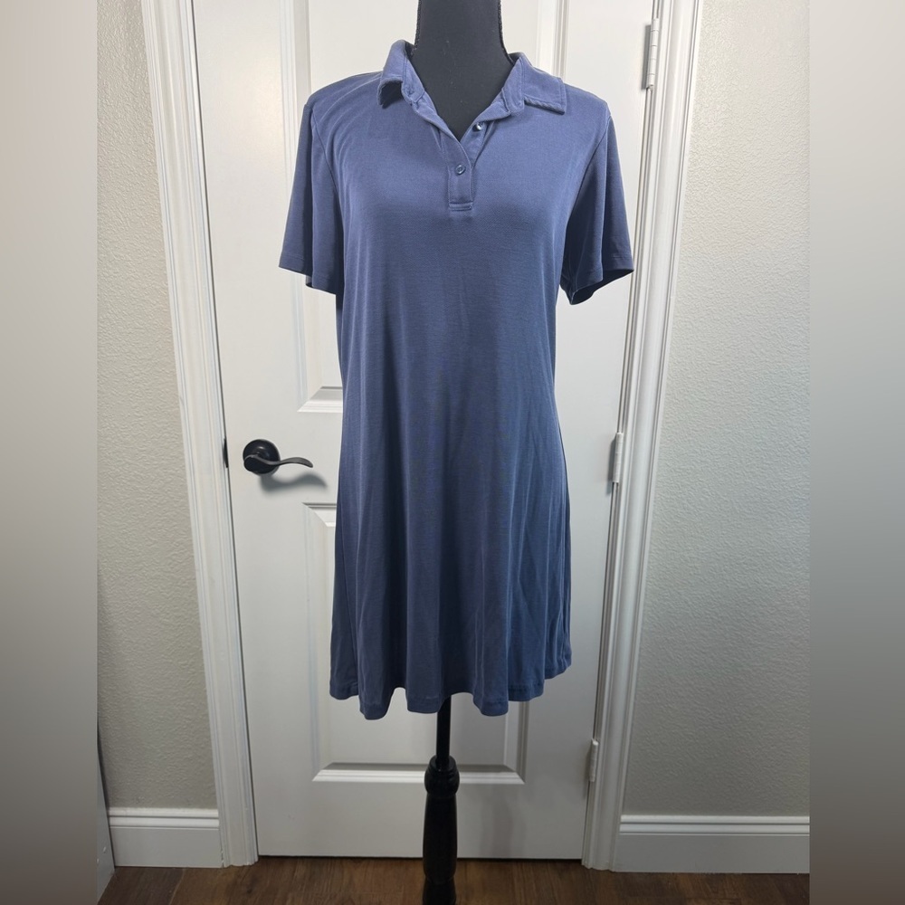 Dylan Textured Gray Fabric Polo Dress